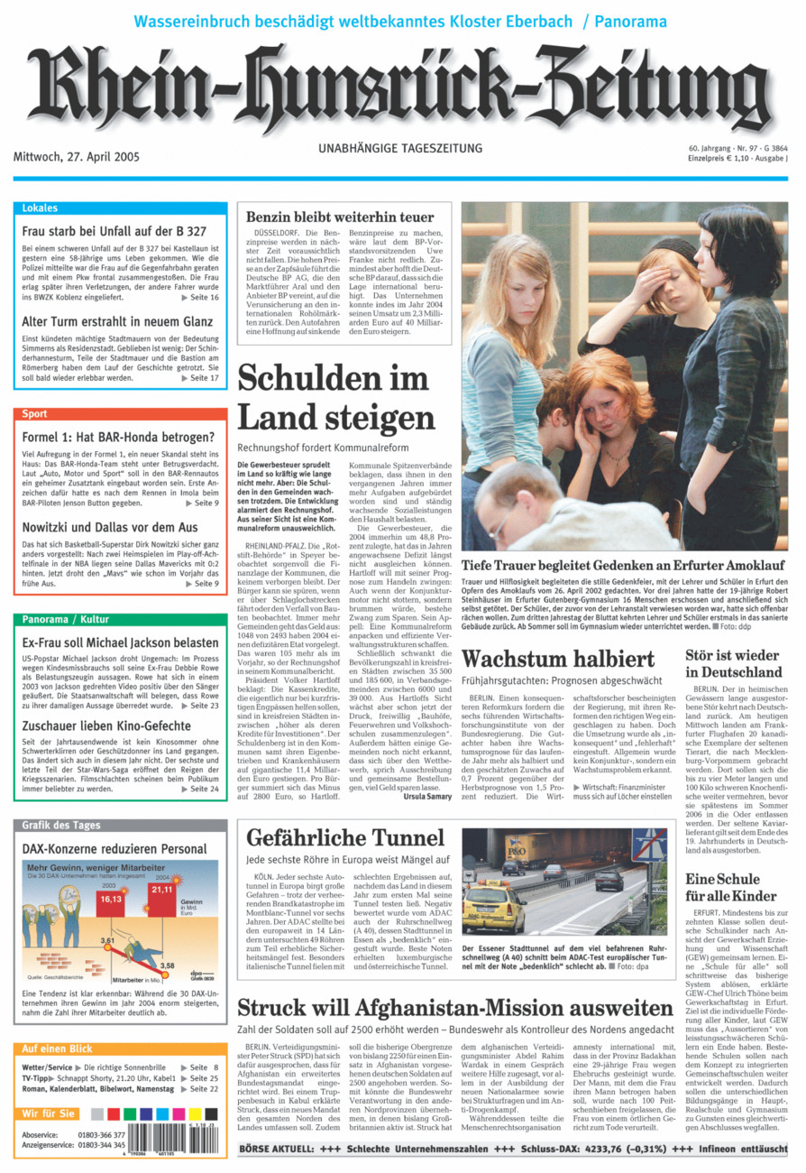 Rhein-Hunsrück-Zeitung vom Mittwoch, 27.04.2005
