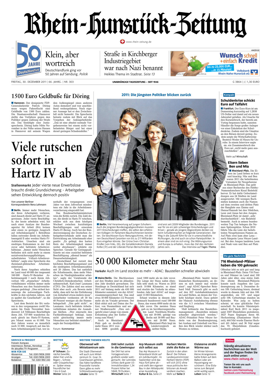 Rhein-Hunsrück-Zeitung vom Freitag, 30.12.2011