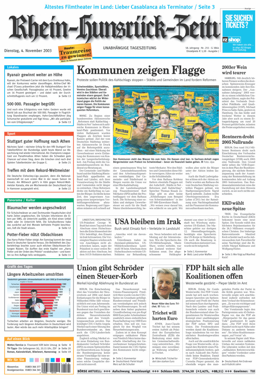 Rhein-Hunsrück-Zeitung vom Dienstag, 04.11.2003