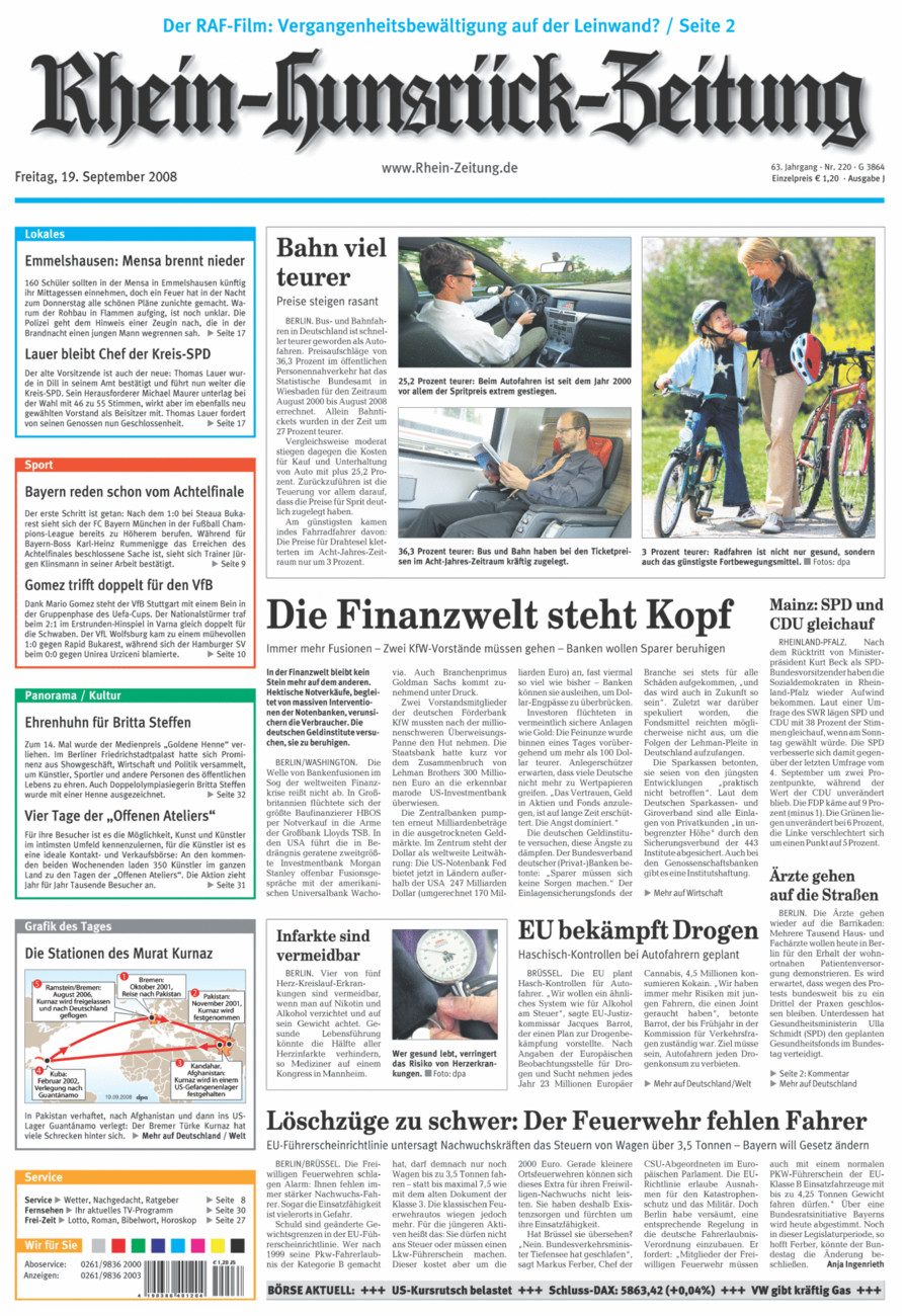 Rhein-Hunsrück-Zeitung vom Freitag, 19.09.2008