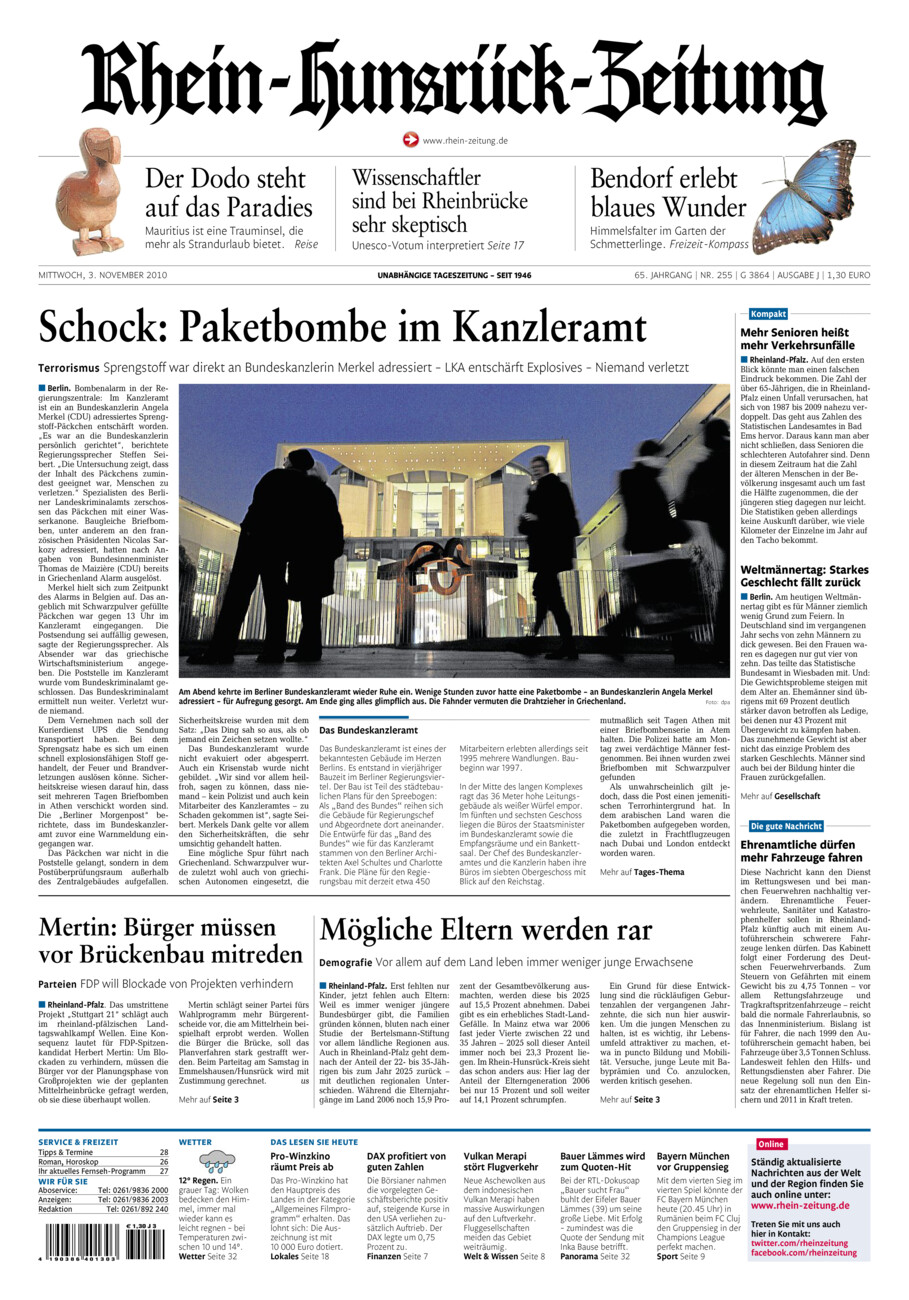 Rhein-Hunsrück-Zeitung vom Mittwoch, 03.11.2010