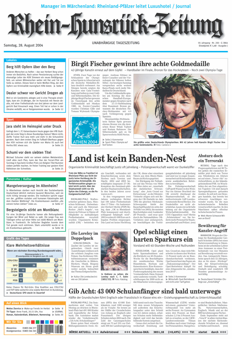 Rhein-Hunsrück-Zeitung vom Samstag, 28.08.2004
