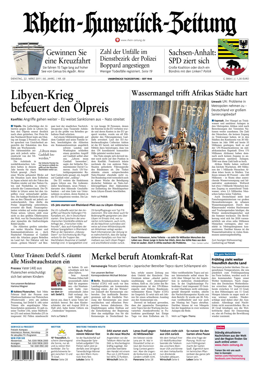 Rhein-Hunsrück-Zeitung vom Dienstag, 22.03.2011