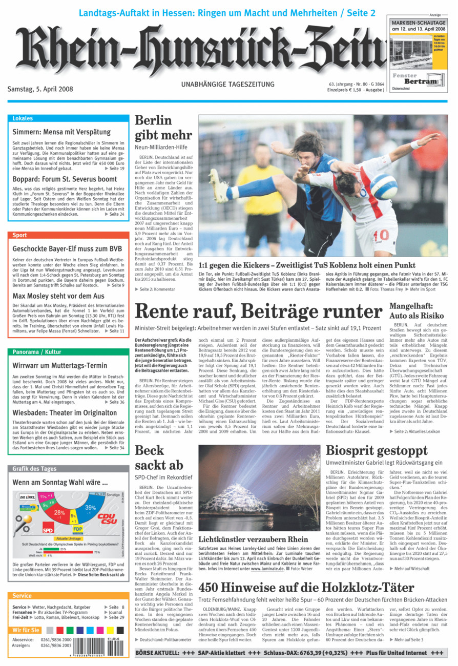 Rhein-Hunsrück-Zeitung vom Samstag, 05.04.2008