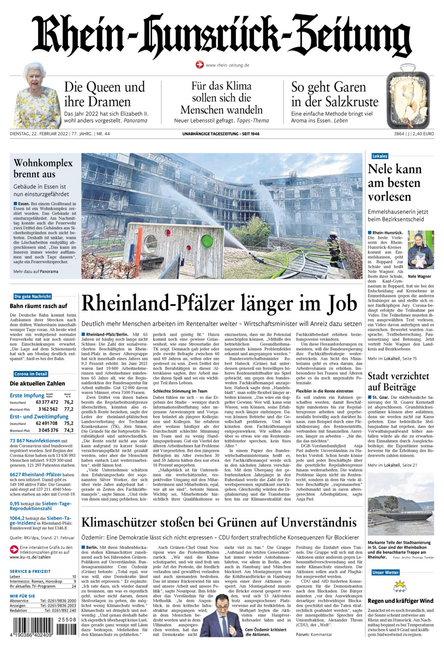 Rhein-Hunsrück-Zeitung vom Dienstag, 22.02.2022