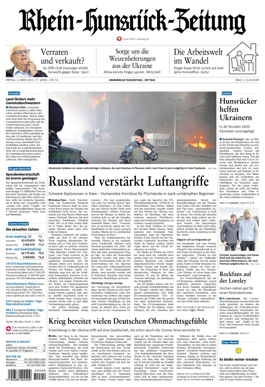 Rhein-Hunsrück-Zeitung vom Freitag, 04.03.2022