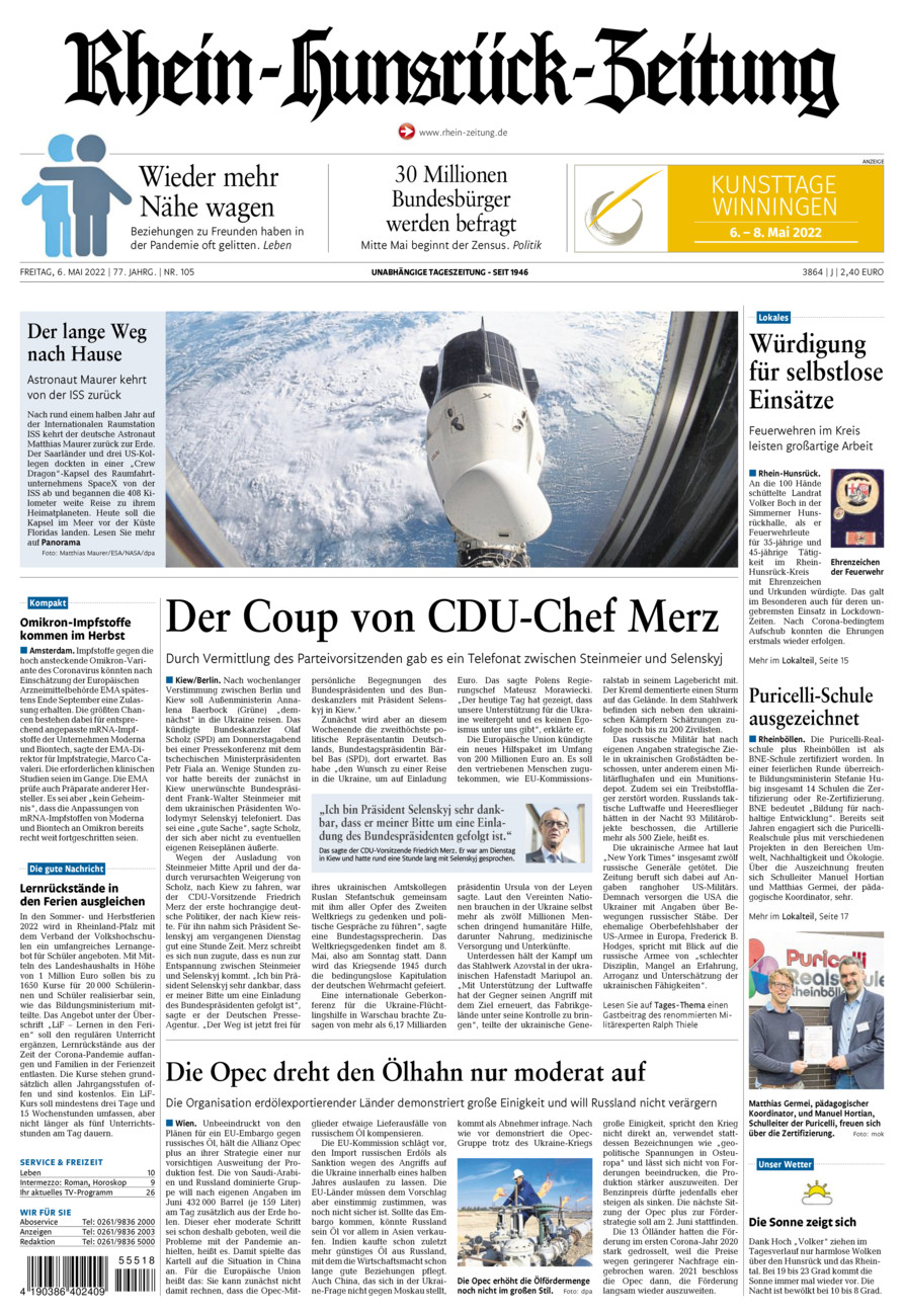 Rhein-Hunsrück-Zeitung vom Freitag, 06.05.2022