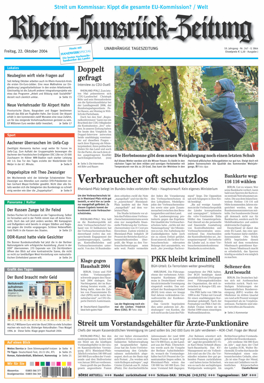 Rhein-Hunsrück-Zeitung vom Freitag, 22.10.2004