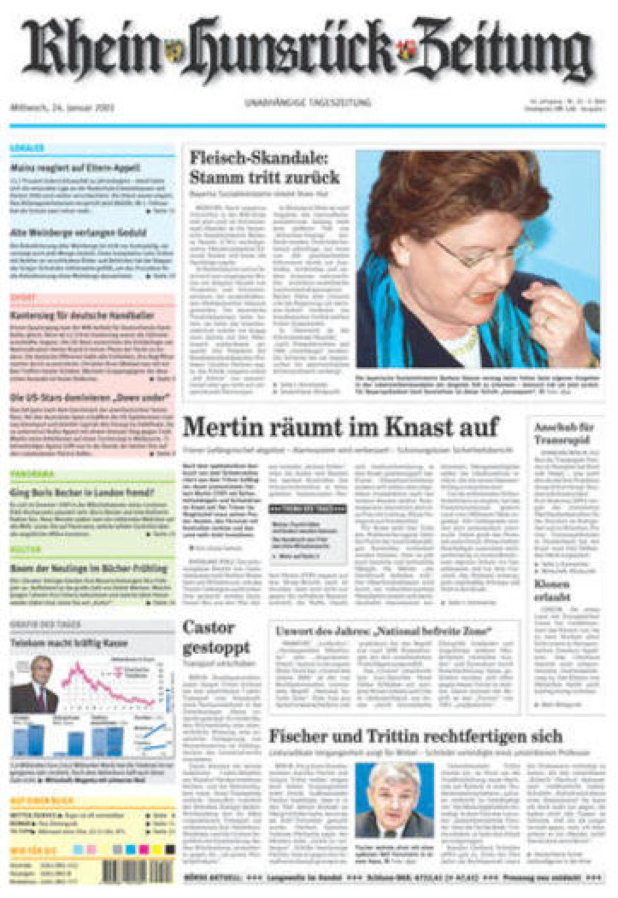 Rhein-Hunsrück-Zeitung vom Mittwoch, 24.01.2001