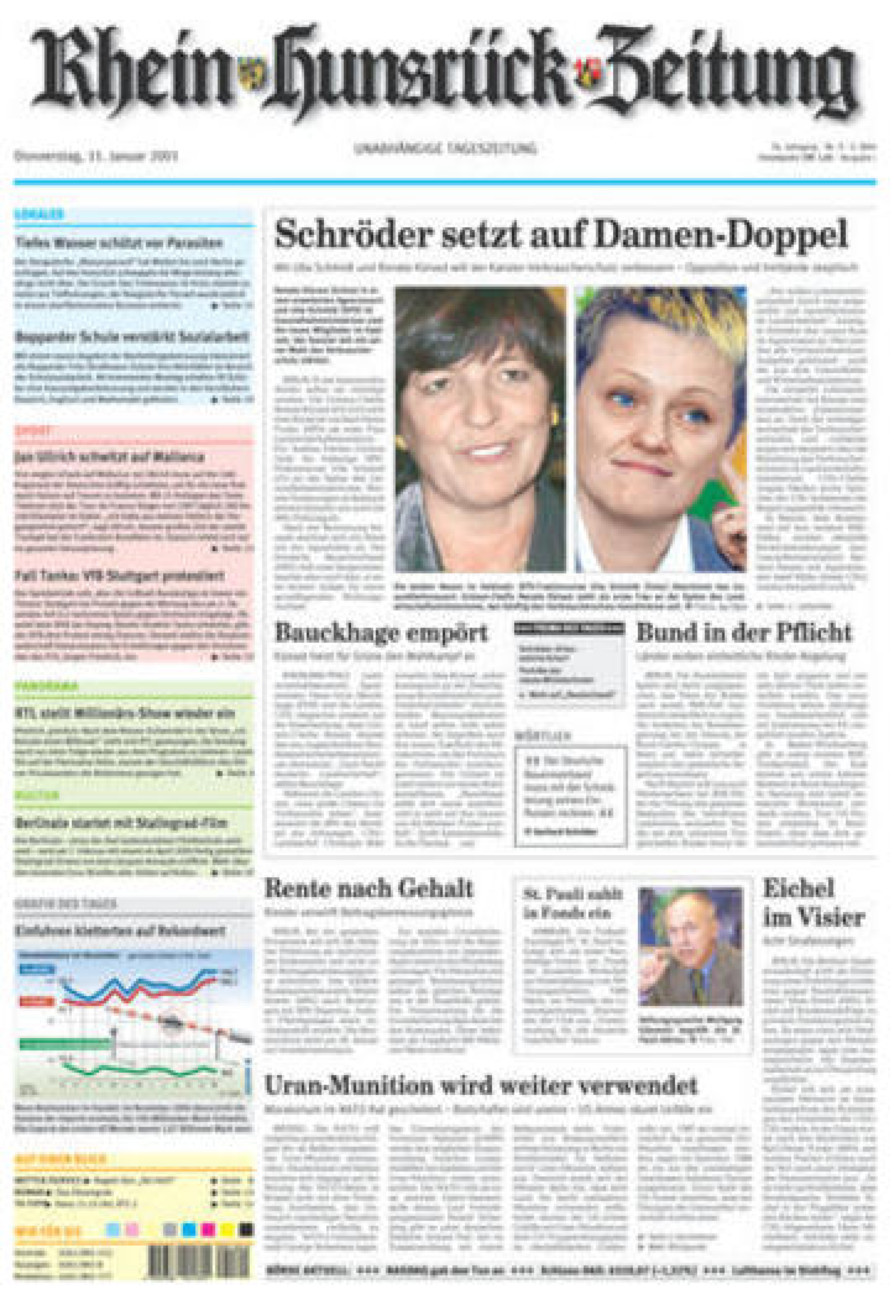 Rhein-Hunsrück-Zeitung vom Donnerstag, 11.01.2001