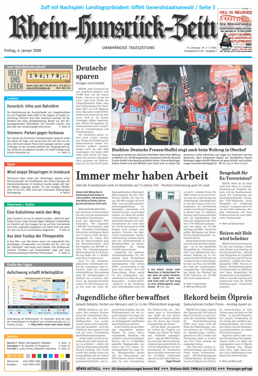 Rhein-Hunsrück-Zeitung vom Freitag, 04.01.2008