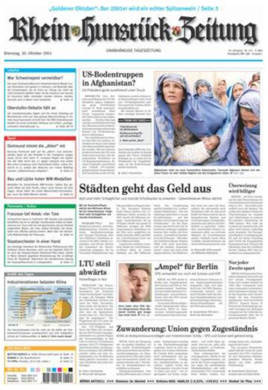 Rhein-Hunsrück-Zeitung vom Dienstag, 30.10.2001