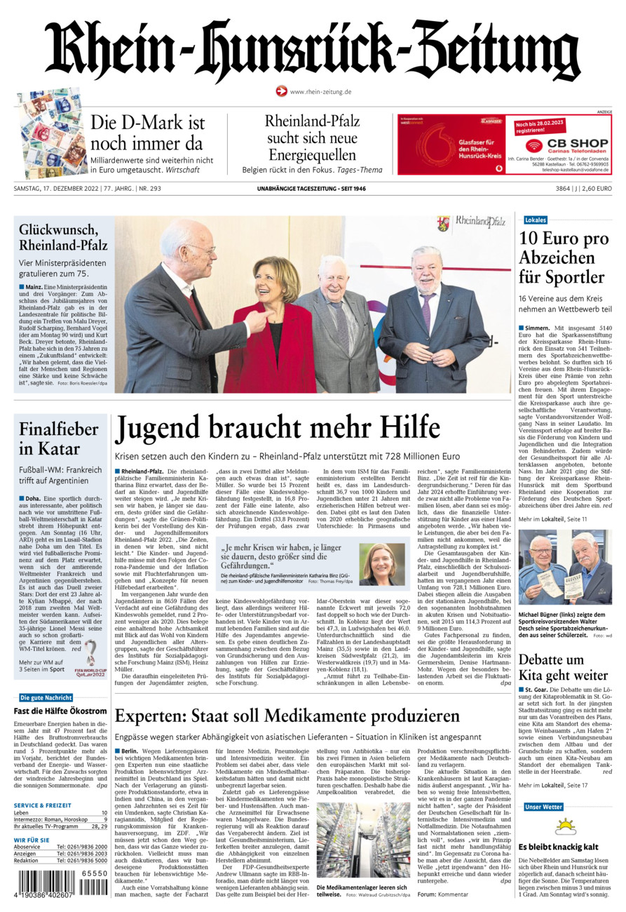 Rhein-Hunsrück-Zeitung vom Samstag, 17.12.2022