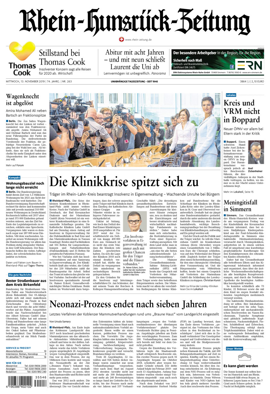 Rhein-Hunsrück-Zeitung vom Mittwoch, 13.11.2019