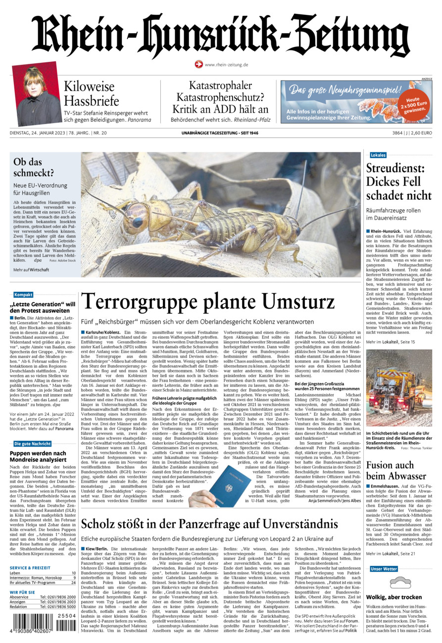 Rhein-Hunsrück-Zeitung vom Dienstag, 24.01.2023