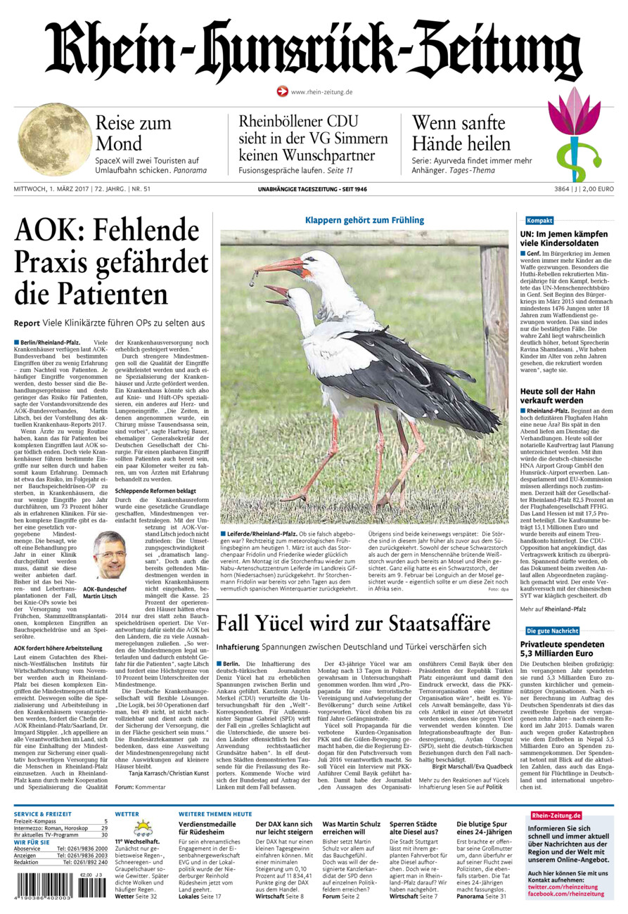 Rhein-Hunsrück-Zeitung vom Mittwoch, 01.03.2017
