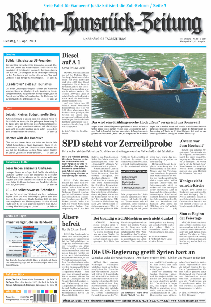 Rhein-Hunsrück-Zeitung vom Dienstag, 15.04.2003