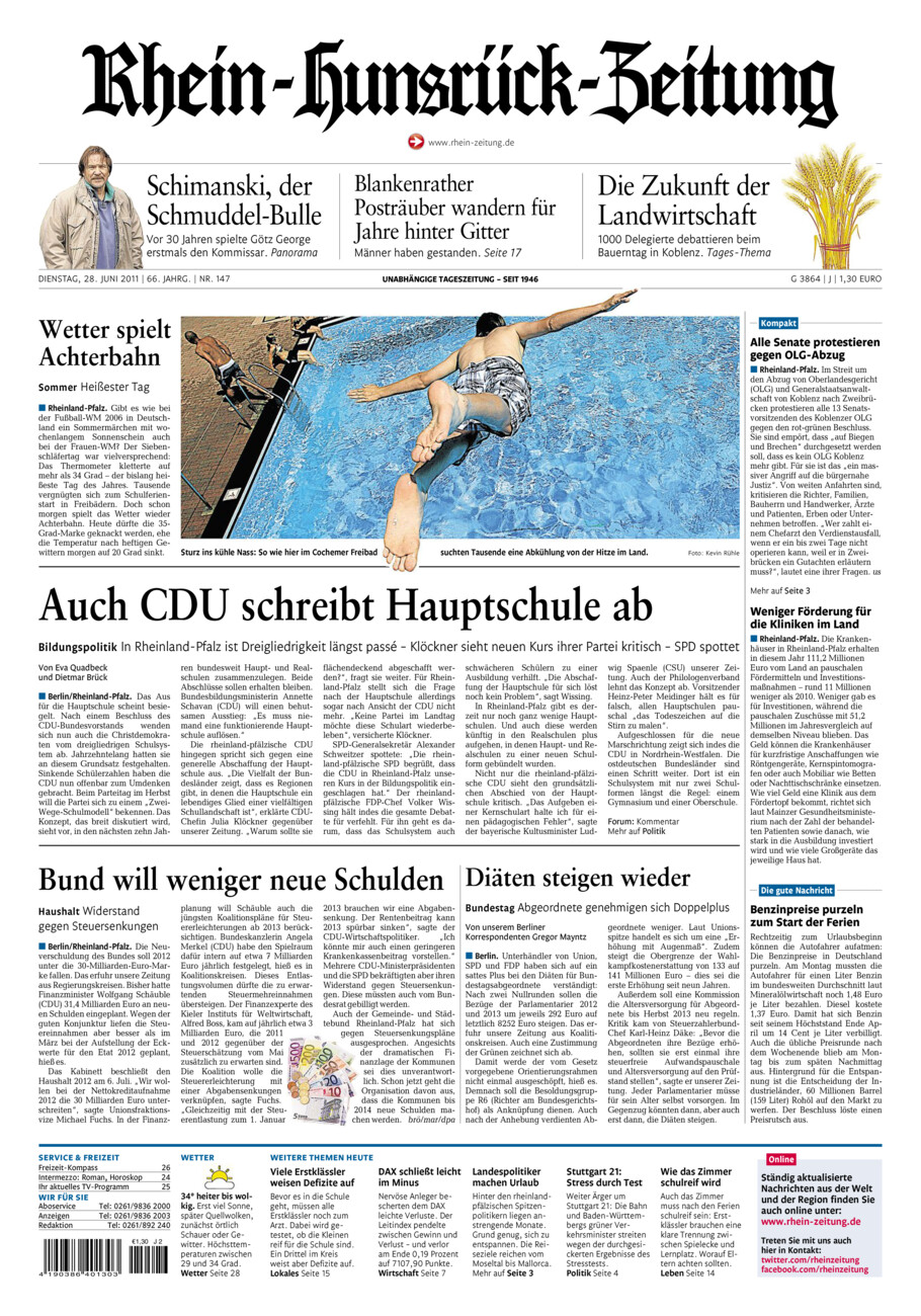 Rhein-Hunsrück-Zeitung vom Dienstag, 28.06.2011