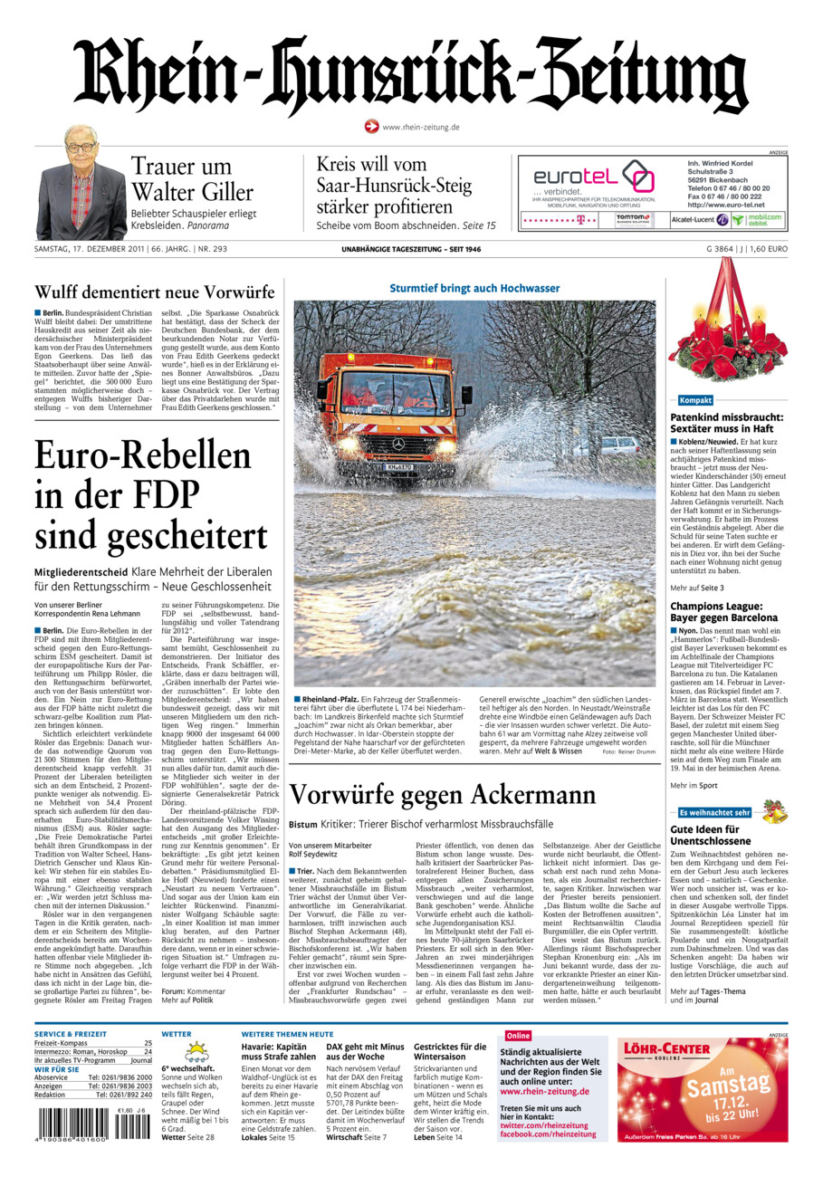 Rhein-Hunsrück-Zeitung vom Samstag, 17.12.2011