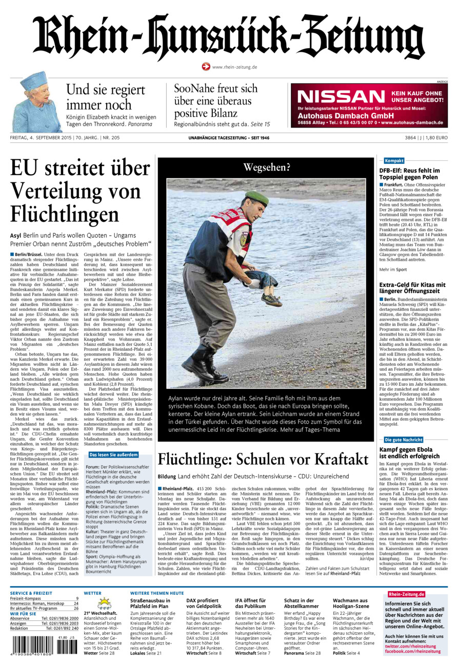 Rhein-Hunsrück-Zeitung vom Freitag, 04.09.2015