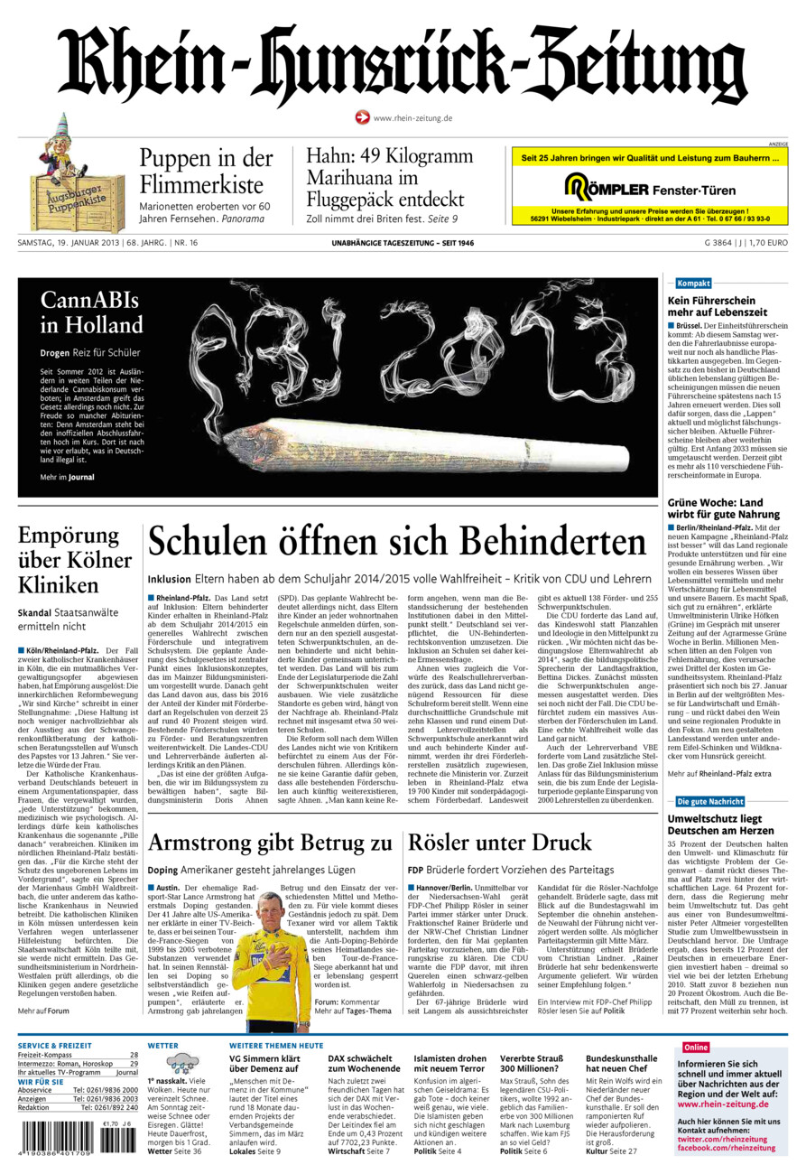Rhein-Hunsrück-Zeitung vom Samstag, 19.01.2013