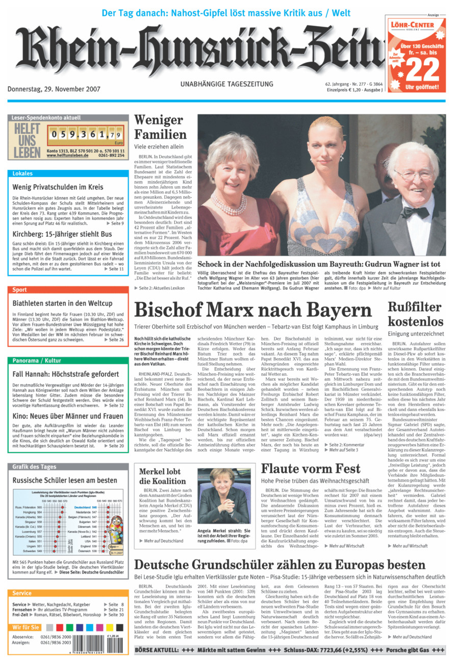 Rhein-Hunsrück-Zeitung vom Donnerstag, 29.11.2007