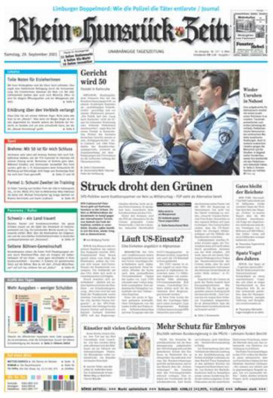 Rhein-Hunsrück-Zeitung vom Samstag, 29.09.2001