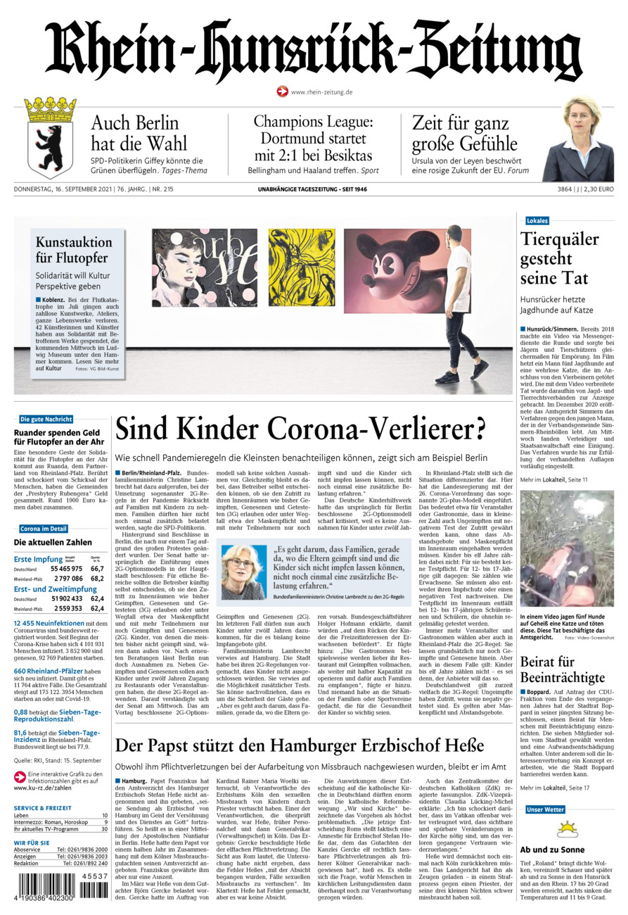 Rhein-Hunsrück-Zeitung vom Donnerstag, 16.09.2021