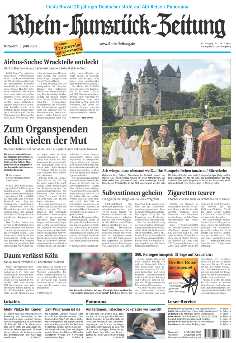 Rhein-Hunsrück-Zeitung vom Mittwoch, 03.06.2009