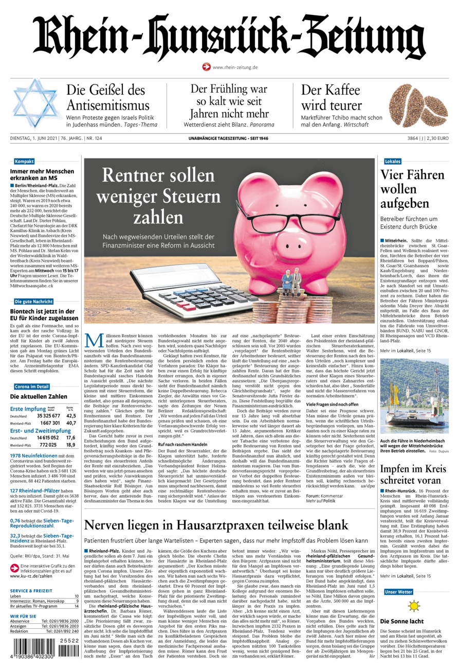 Rhein-Hunsrück-Zeitung vom Dienstag, 01.06.2021