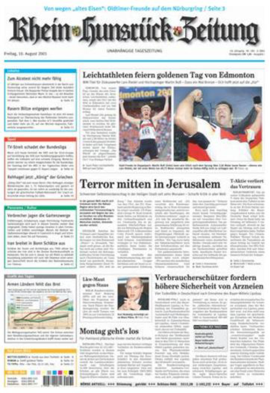 Rhein-Hunsrück-Zeitung vom Freitag, 10.08.2001