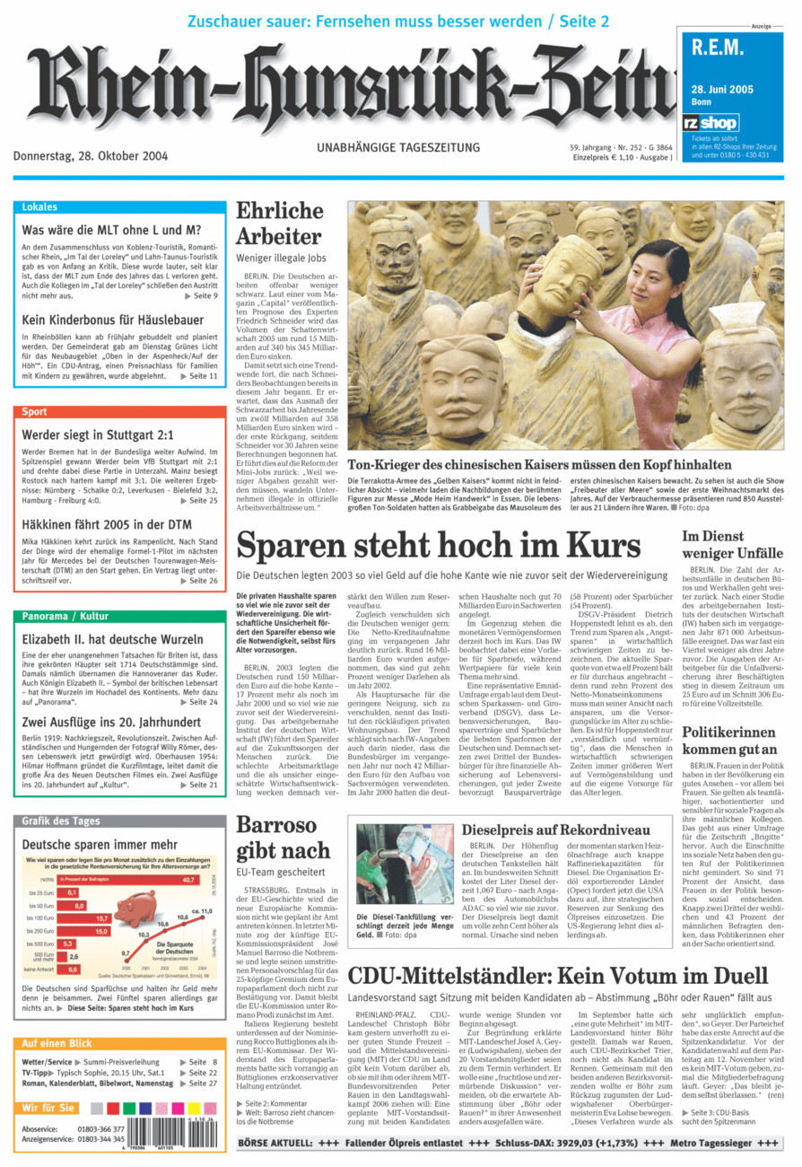 Rhein-Hunsrück-Zeitung vom Donnerstag, 28.10.2004