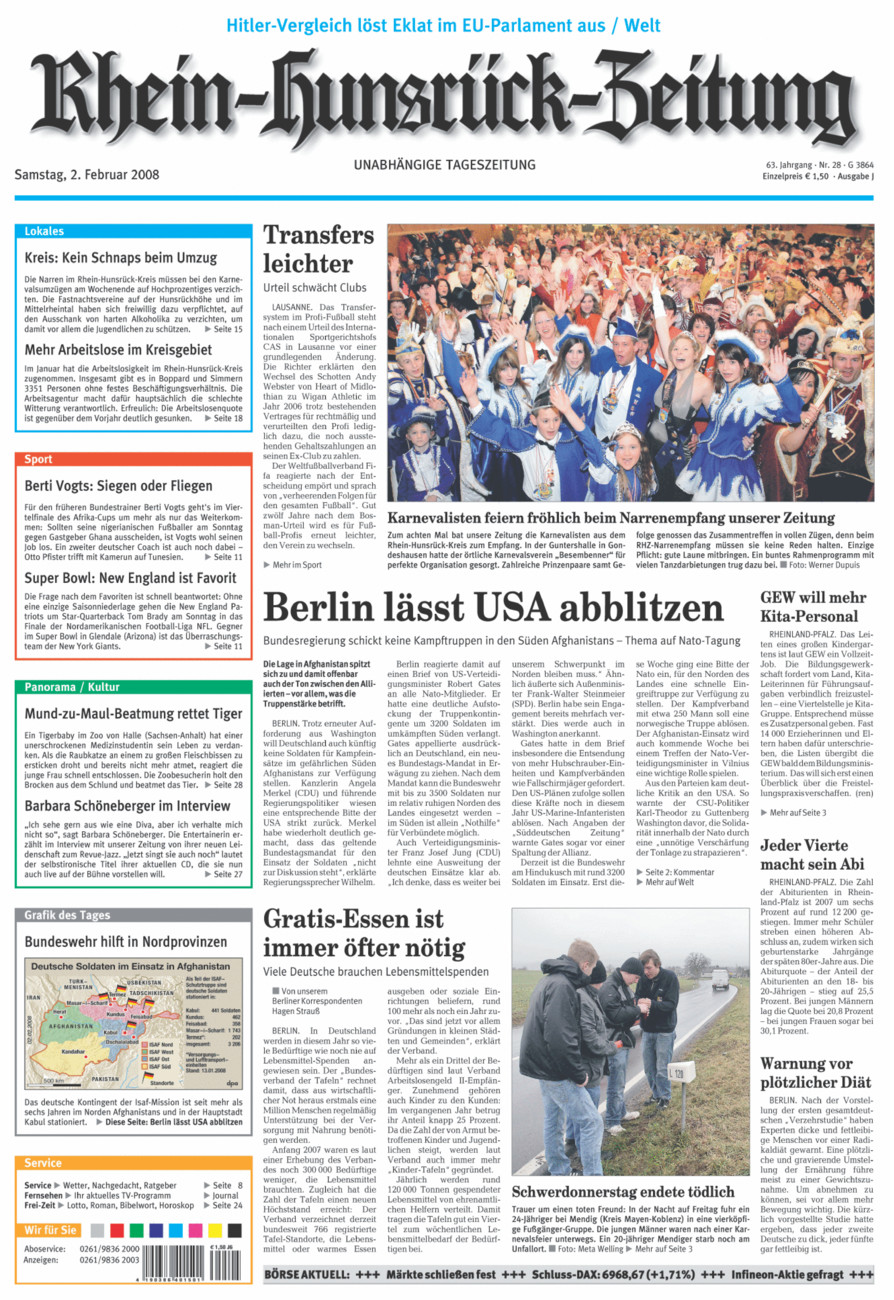 Rhein-Hunsrück-Zeitung vom Samstag, 02.02.2008