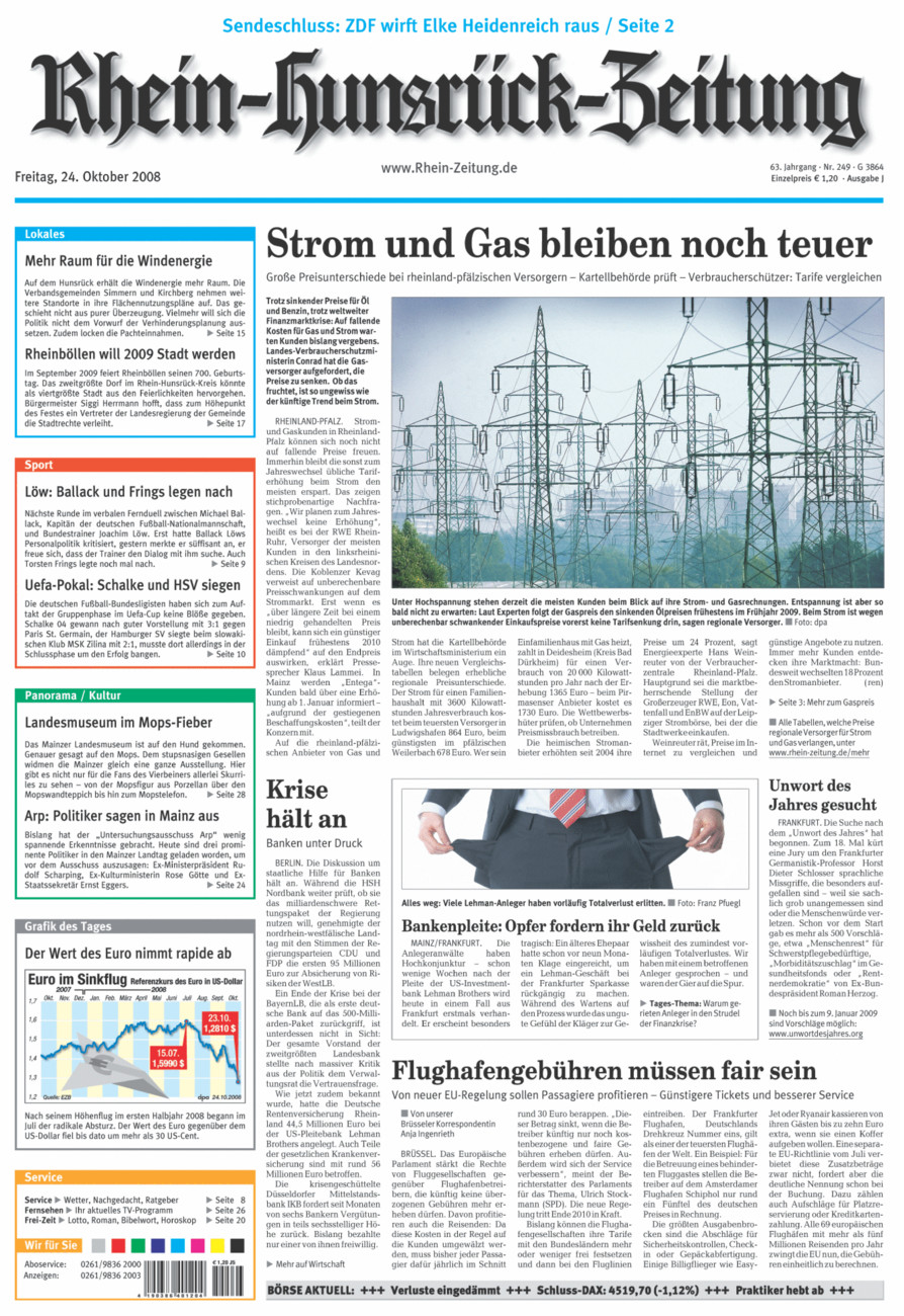 Rhein-Hunsrück-Zeitung vom Freitag, 24.10.2008
