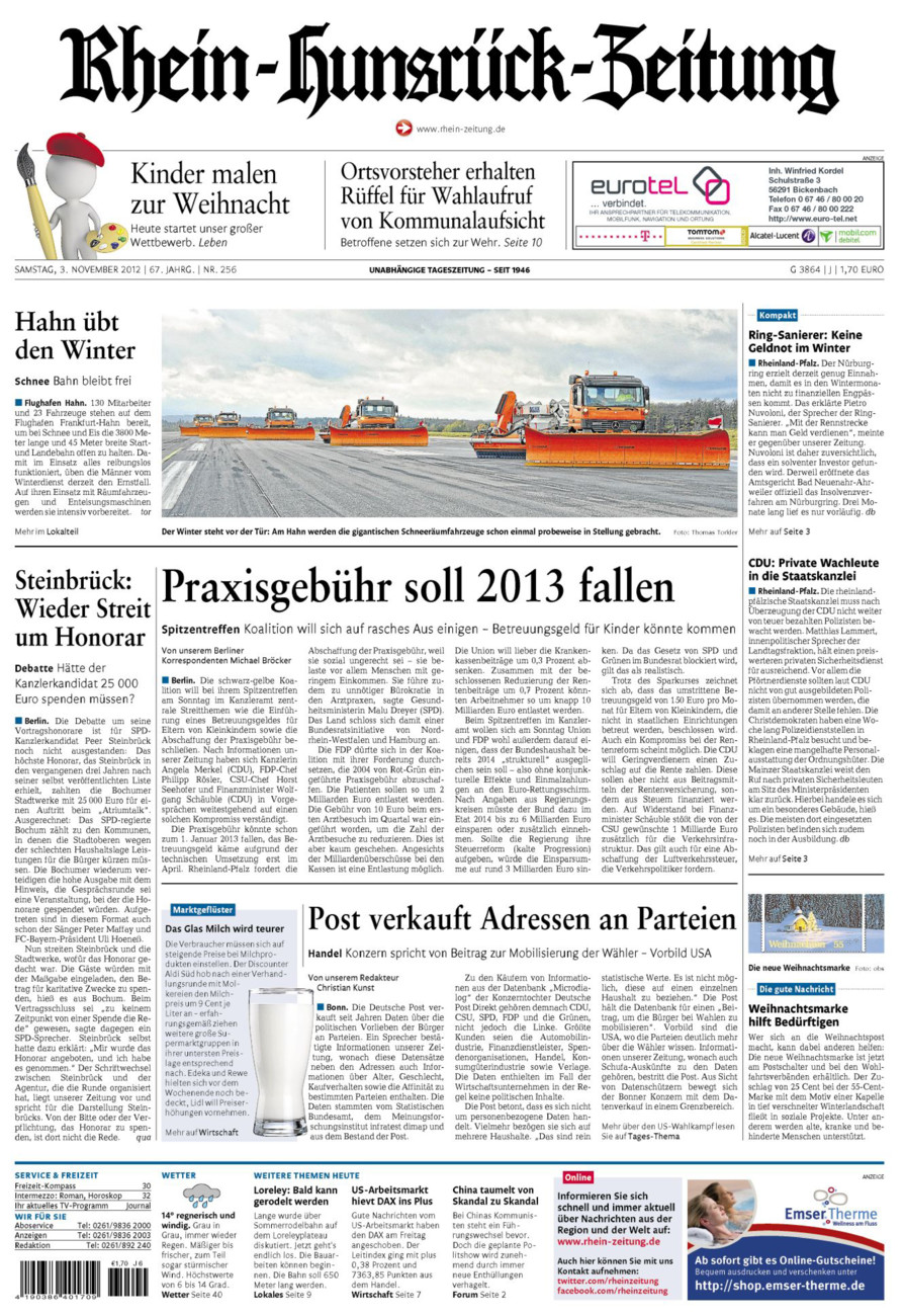 Rhein-Hunsrück-Zeitung vom Samstag, 03.11.2012