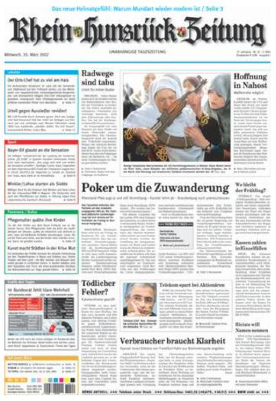 Rhein-Hunsrück-Zeitung vom Mittwoch, 20.03.2002