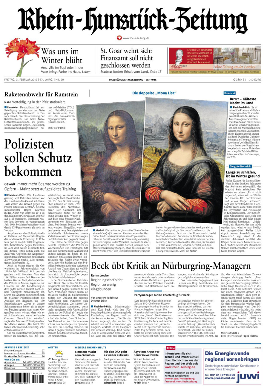 Rhein-Hunsrück-Zeitung vom Freitag, 03.02.2012
