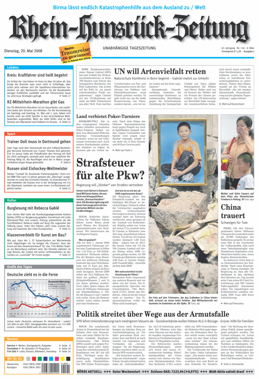 Rhein-Hunsrück-Zeitung vom Dienstag, 20.05.2008