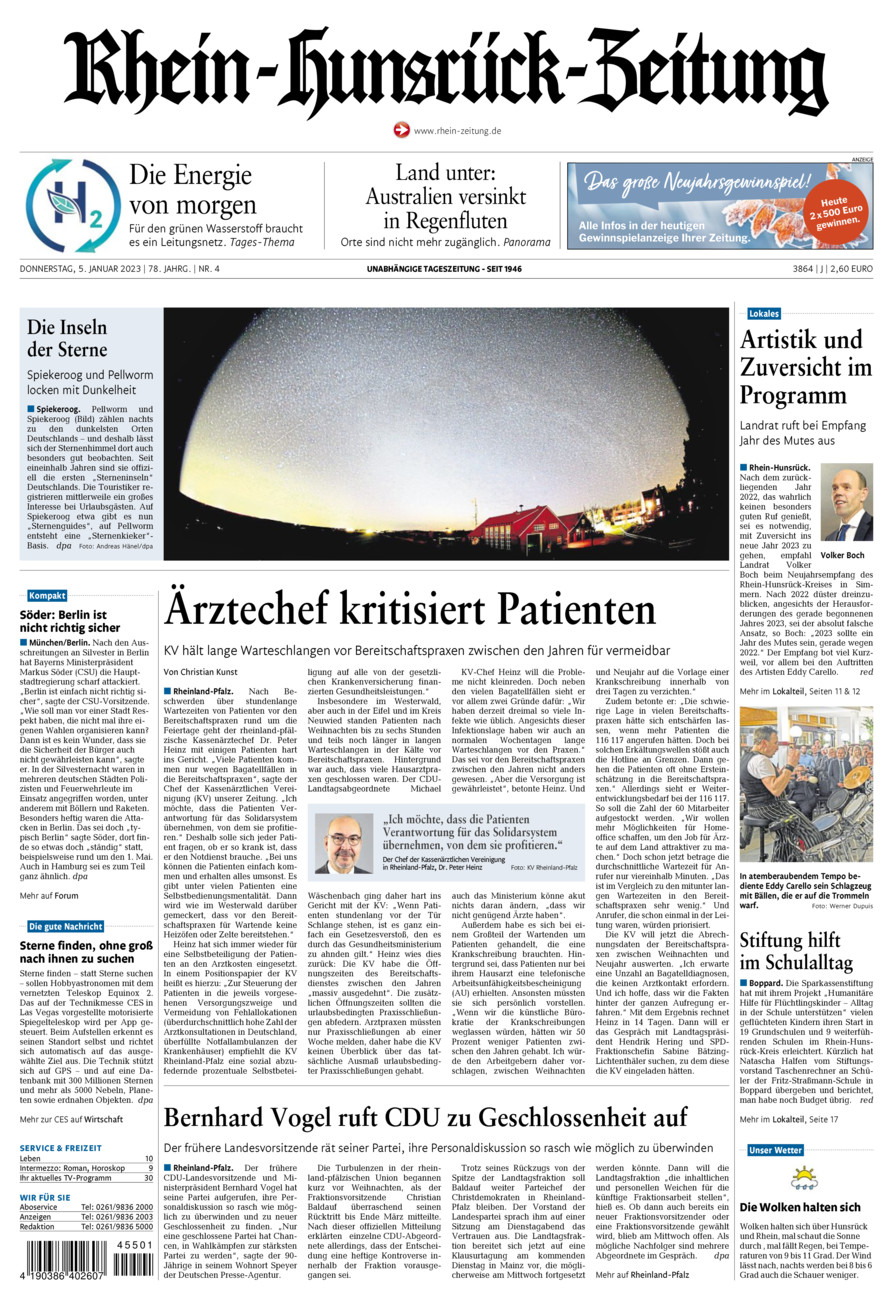 Rhein-Hunsrück-Zeitung vom Donnerstag, 05.01.2023