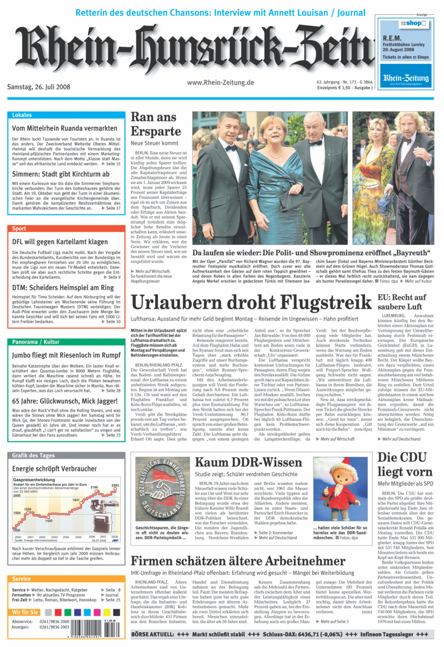 Rhein-Hunsrück-Zeitung vom Samstag, 26.07.2008