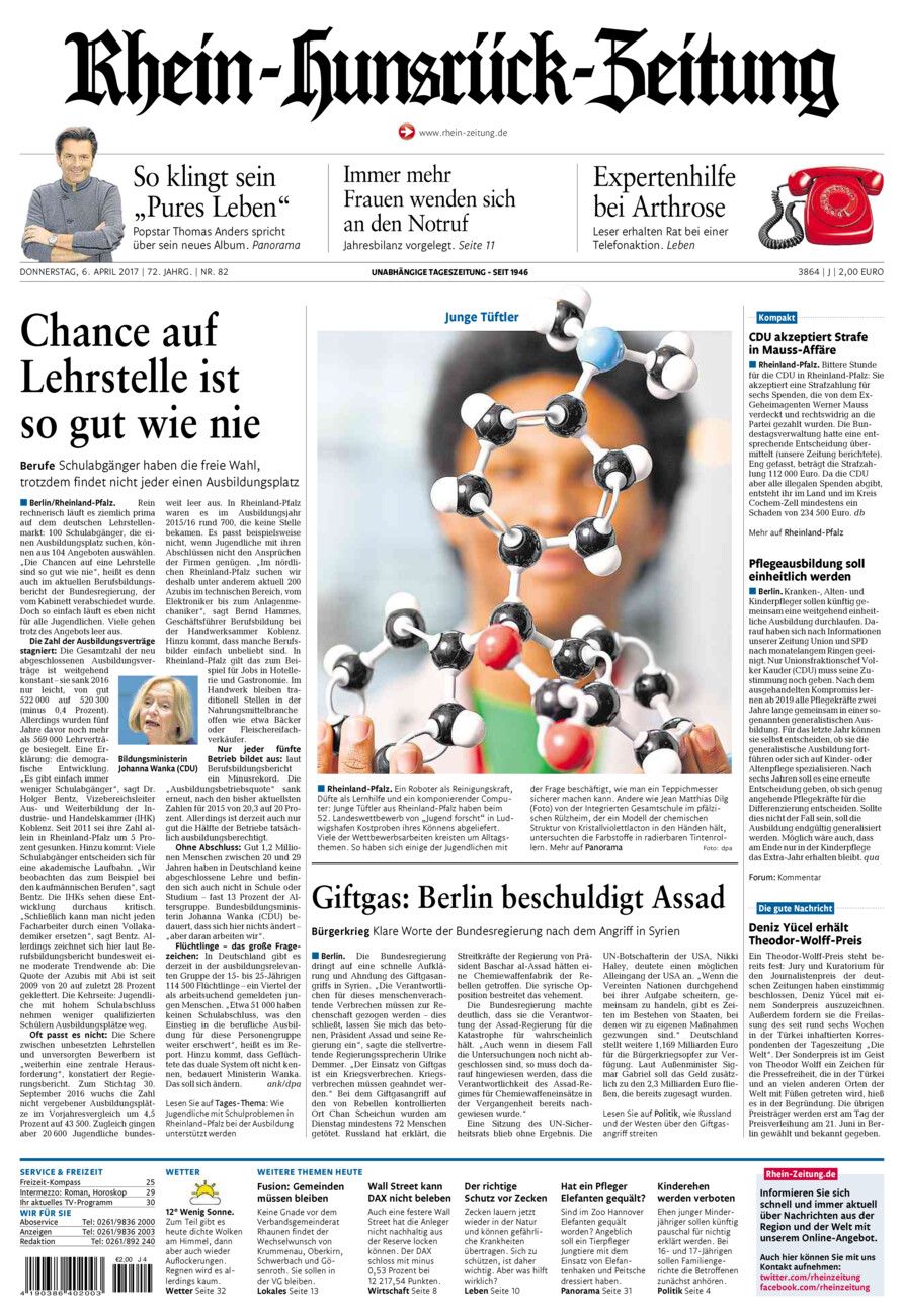 Rhein-Hunsrück-Zeitung vom Donnerstag, 06.04.2017