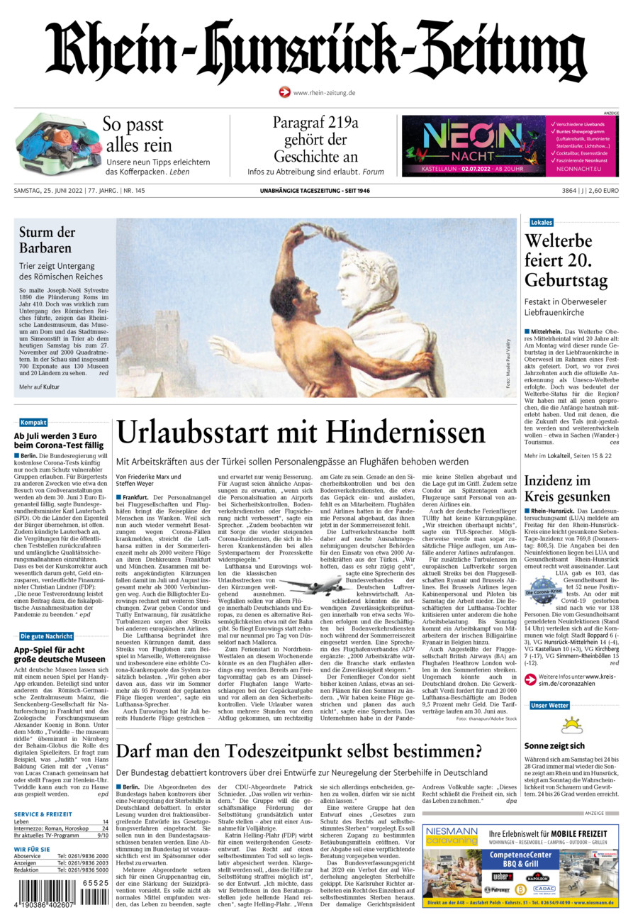 Rhein-Hunsrück-Zeitung vom Samstag, 25.06.2022