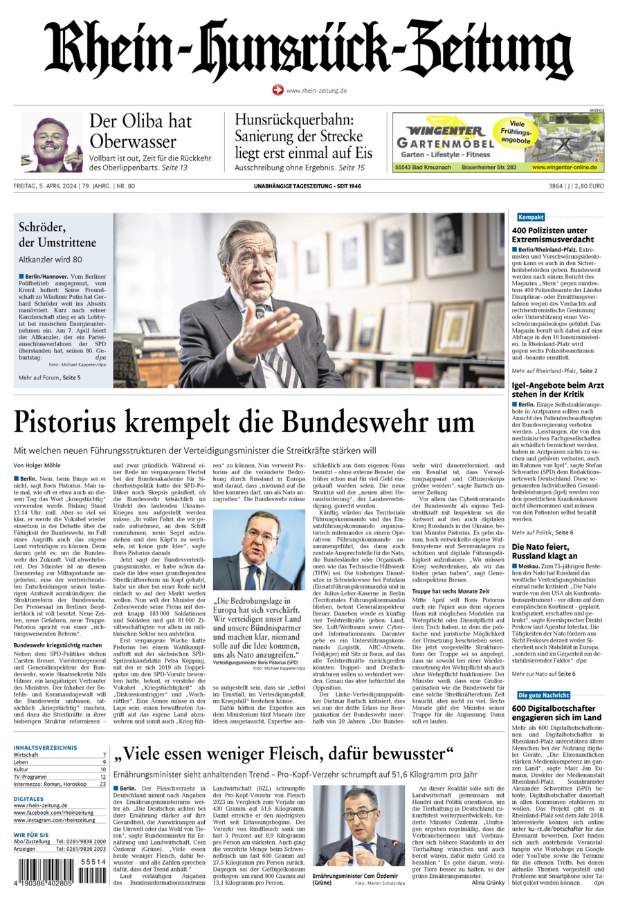 Rhein-Hunsrück-Zeitung vom Freitag, 05.04.2024