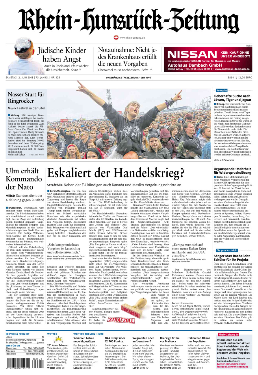 Rhein-Hunsrück-Zeitung vom Samstag, 02.06.2018