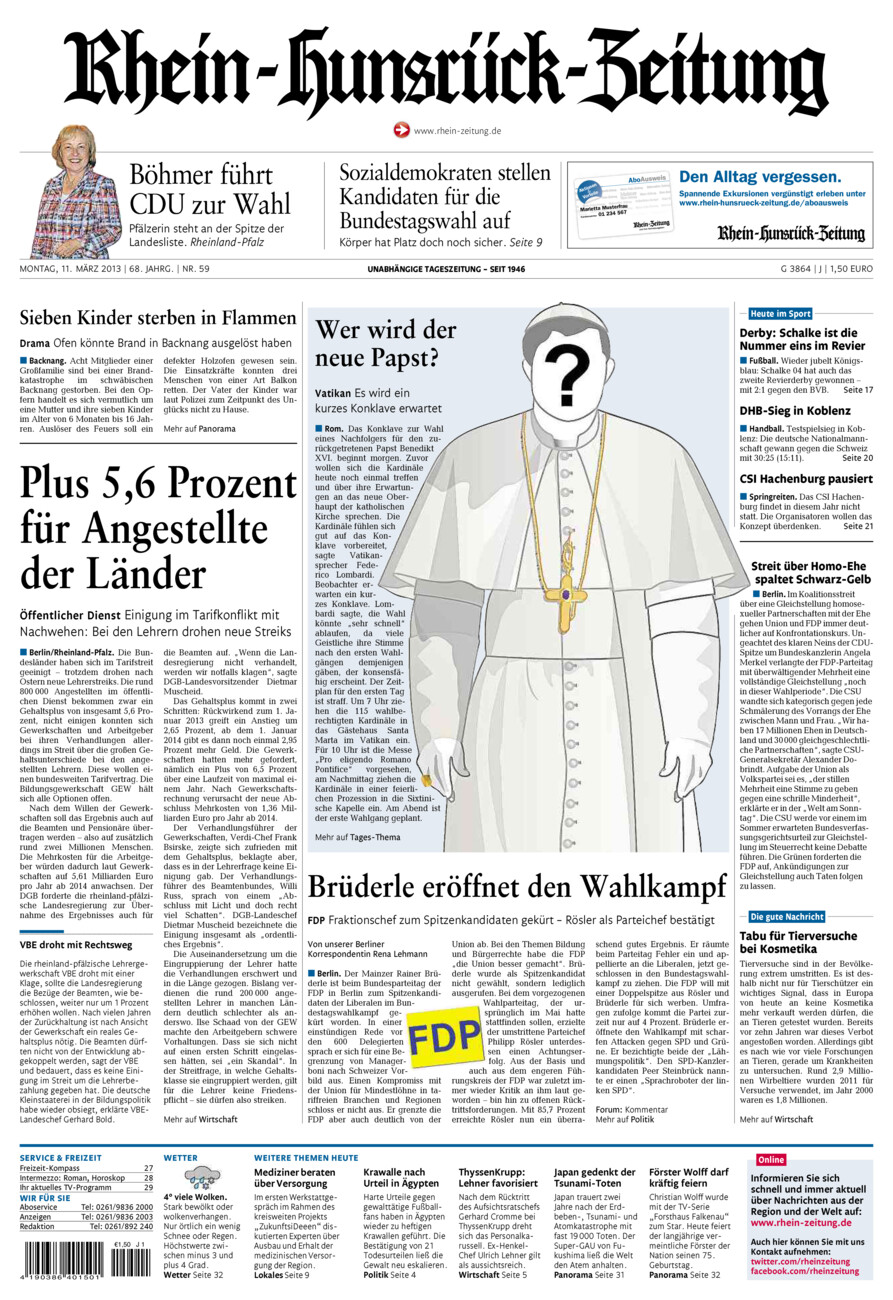 Rhein-Hunsrück-Zeitung vom Montag, 11.03.2013