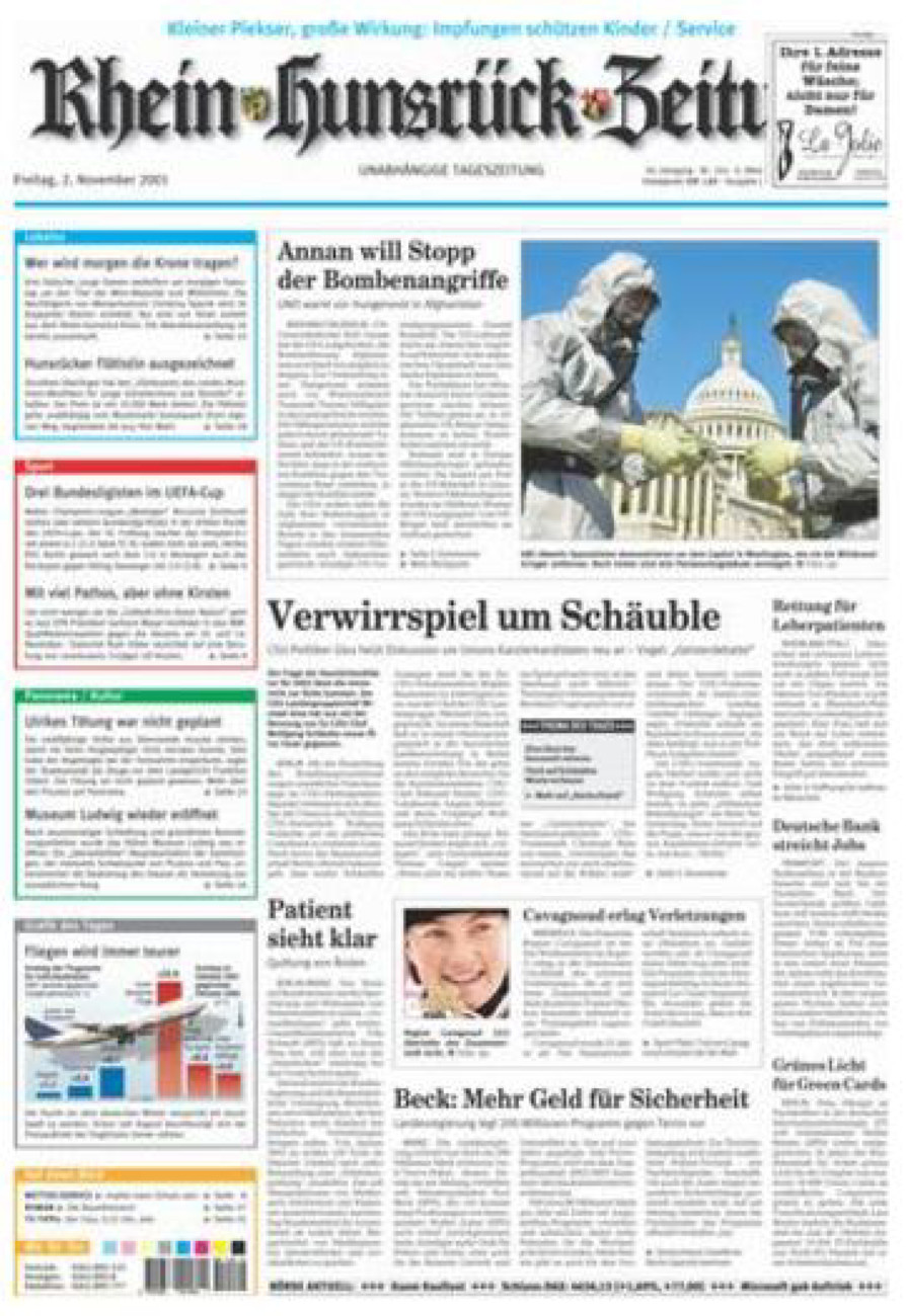 Rhein-Hunsrück-Zeitung vom Freitag, 02.11.2001