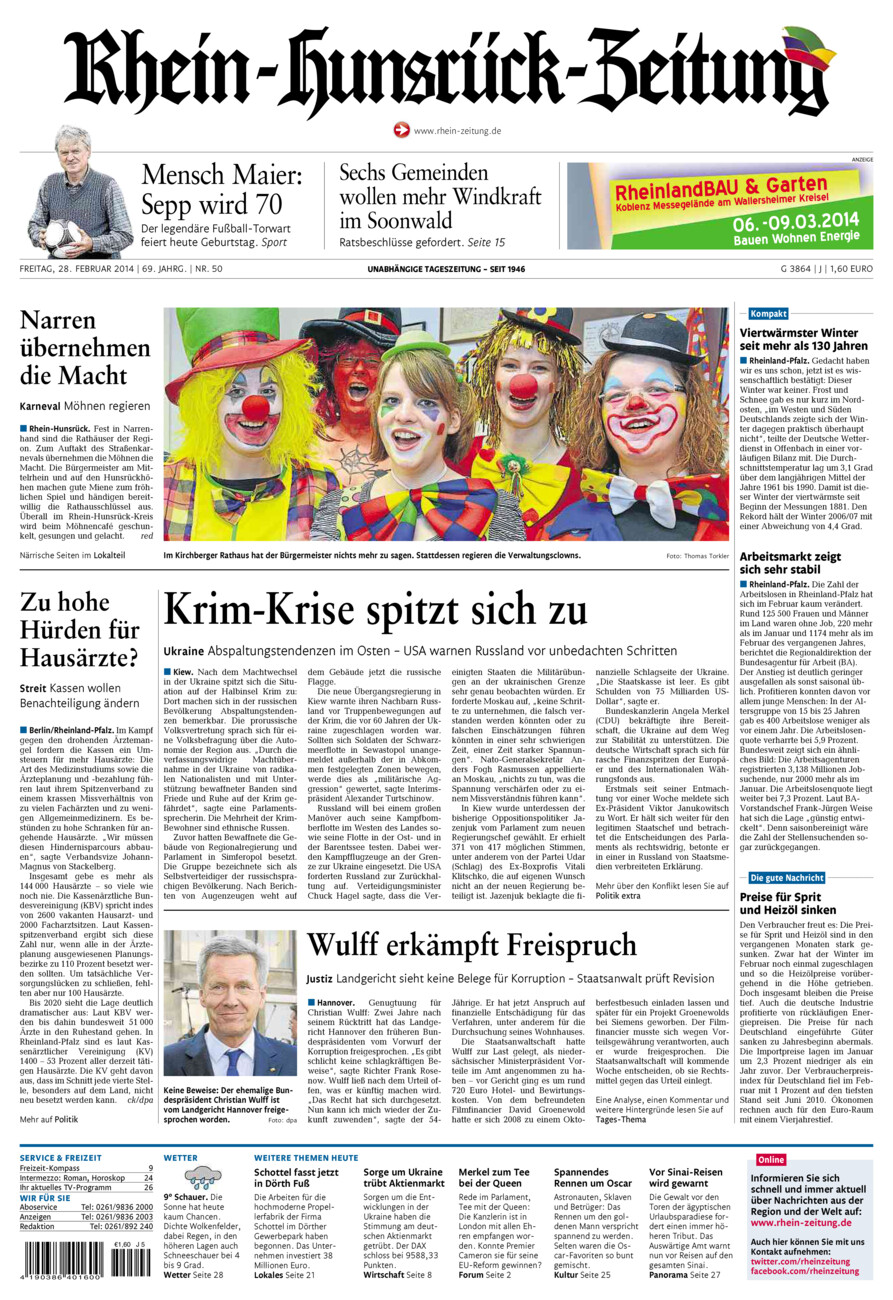 Rhein-Hunsrück-Zeitung vom Freitag, 28.02.2014