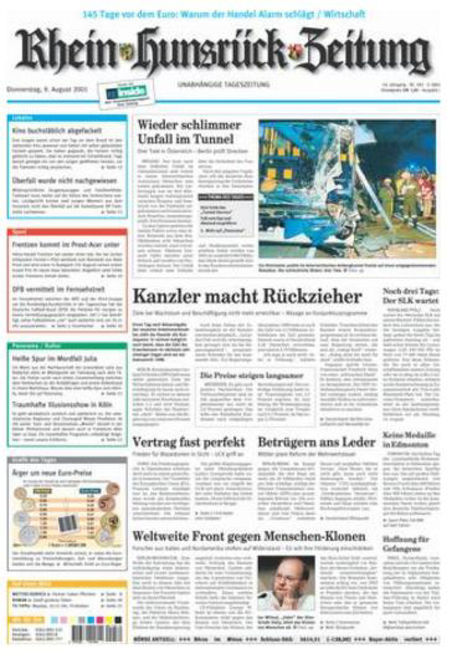 Rhein-Hunsrück-Zeitung vom Donnerstag, 09.08.2001