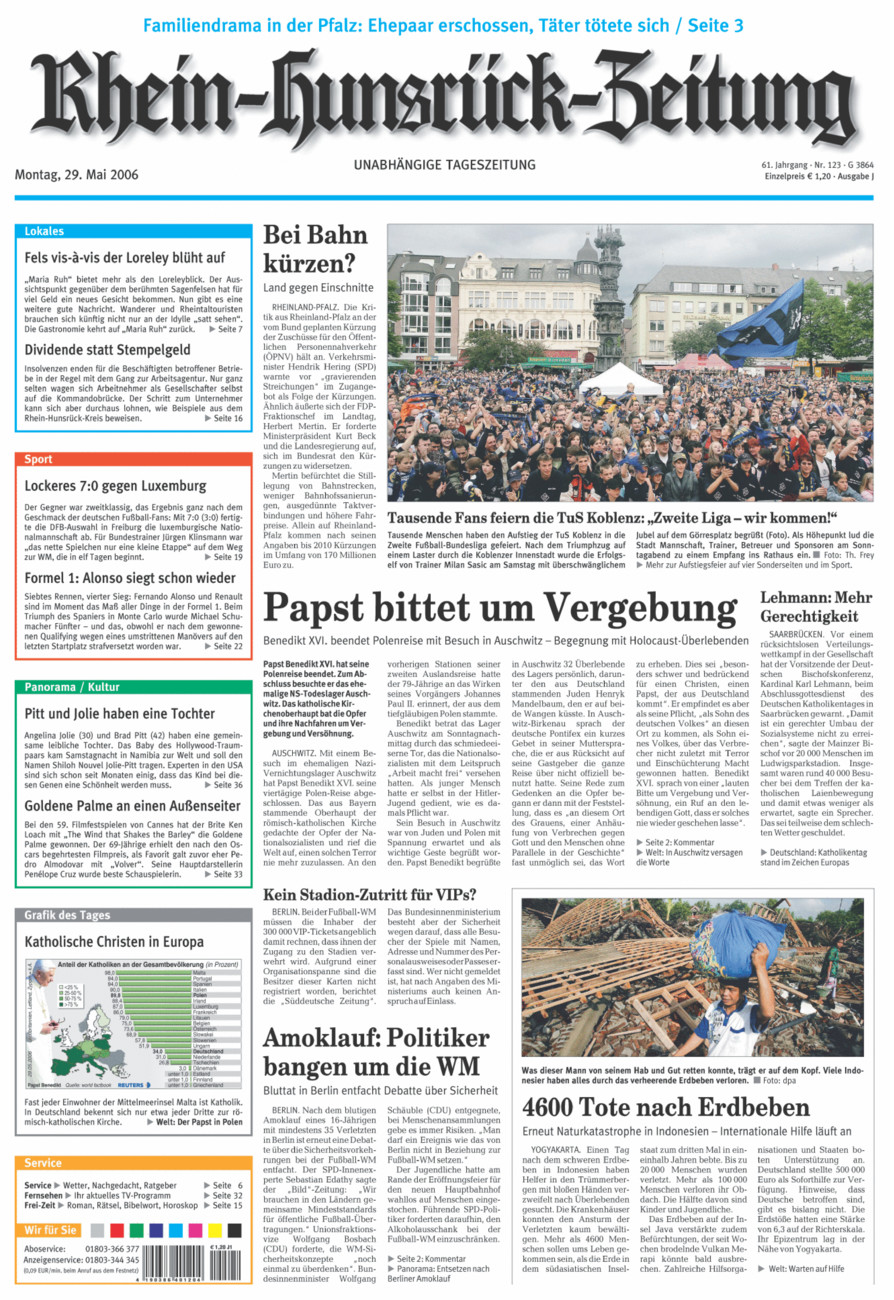 Rhein-Hunsrück-Zeitung vom Montag, 29.05.2006