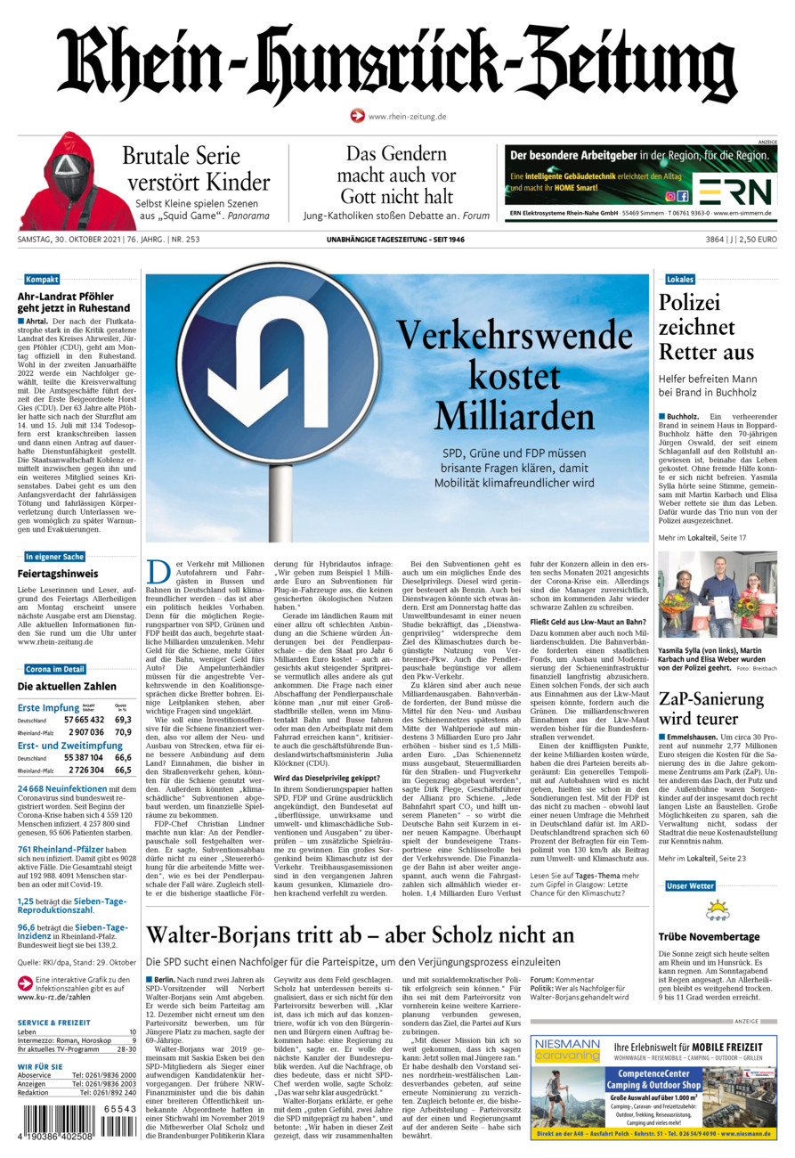 Rhein-Hunsrück-Zeitung vom Samstag, 30.10.2021
